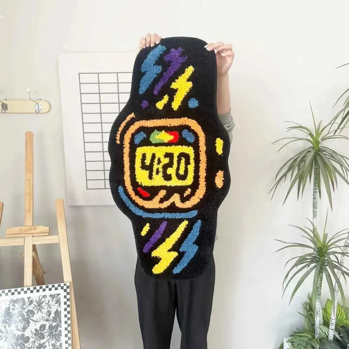 Tapete relógio 4:20 colorido em formato vertical demonstrado em escala
