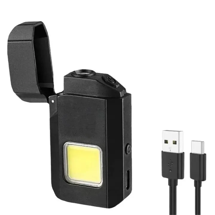 Isqueiro eletrico recarregavel com lanterna LED e cabo USB-C