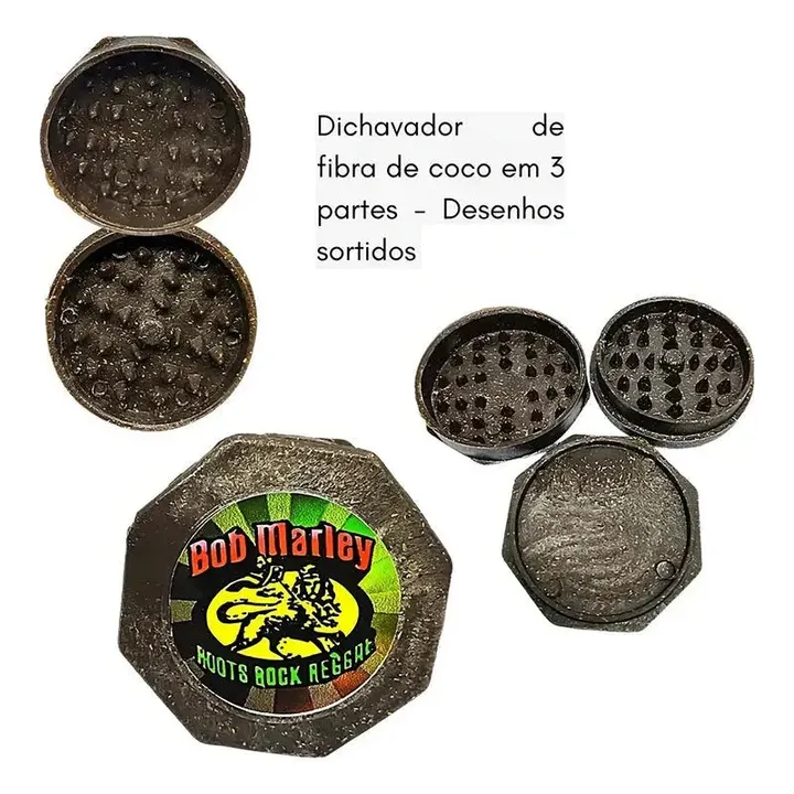 Kit Puff Rasta com dichavador de fibra de coco