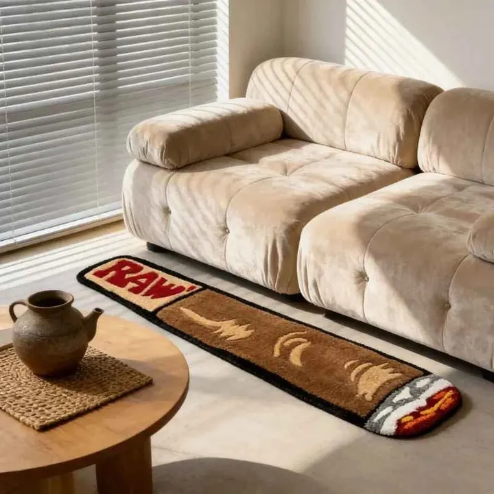 Tapete decorativo RAW em formato slim na sala de estar
