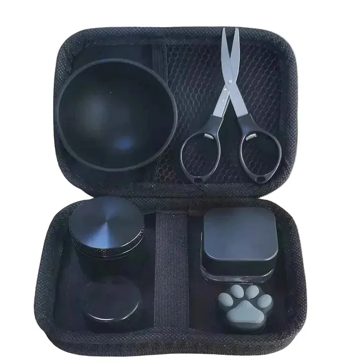 Kit Puff Onix all black com case aberta e acessorios organizados