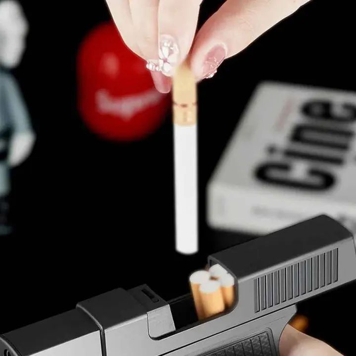 Isqueiro macarico Gun Case Puff em uso com chama tipo jet