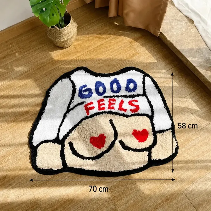 Medidas aproximadas do tapete Good Feels: 70 x 58 cm