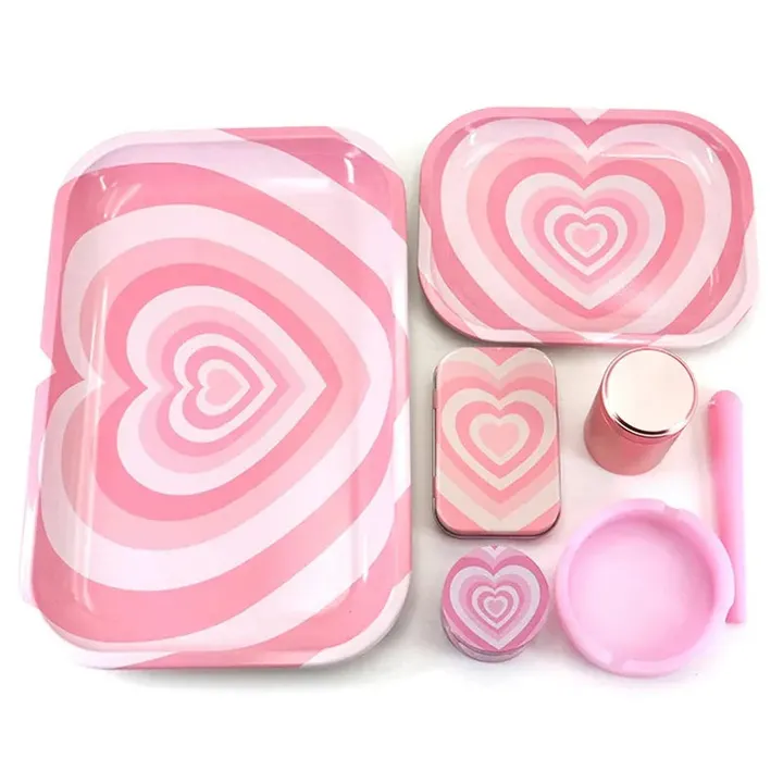 Kit Puff completo coracao com cinzeiro, bandeja, dichavador e case