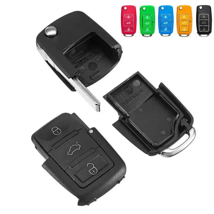 Chave com esconderijo desmontada mostrando compartimento interno e cores disponiveis