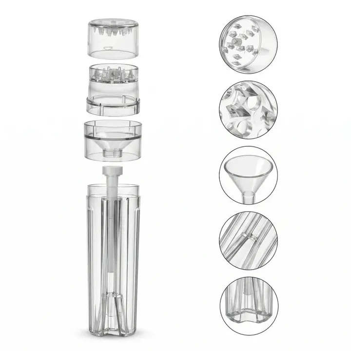 Bolador automatico de cone 3 em 1 branco transparente desmontado