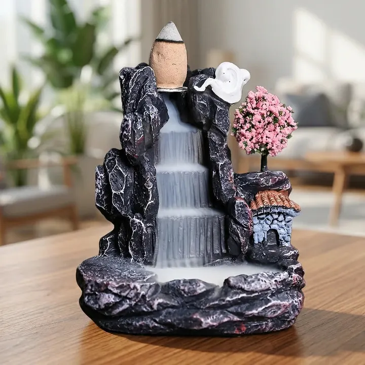 Incensário cascata backflow Jardim Zen Árvore Rosa com fumaça descendente