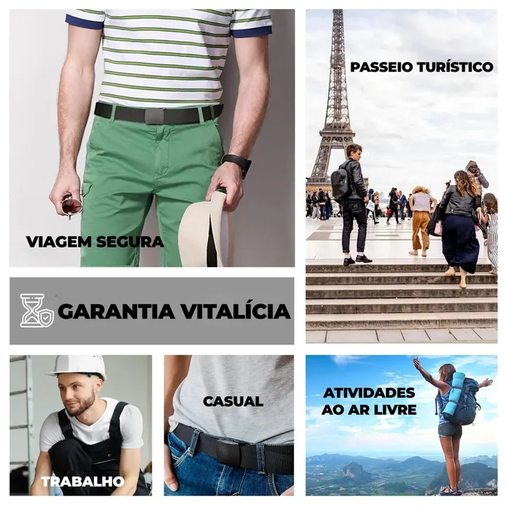 Cinto com Esconderijo TripSafe Preto para viagem, passeio turistico, trabalho e atividades ao ar livre