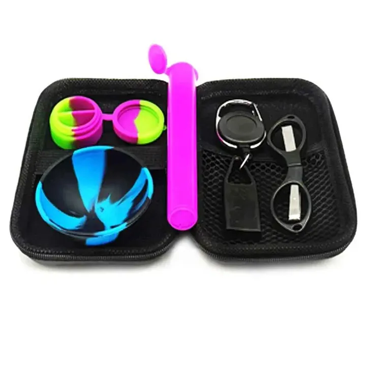Kit Puff Smile com tubo cuia tesoura e porta-isqueiro dentro da case