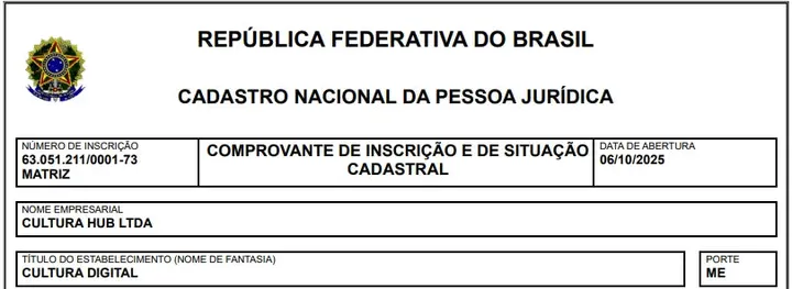 Comprovante de CNPJ - Good Vibes Ltda