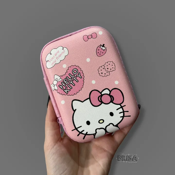 Case Hello Kitty fechada, rosa com estampa da Hello Kitty
