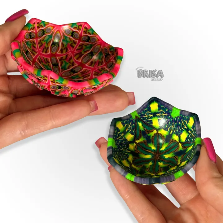 Cuias de Cerâmica Plástica artesanais, cores verde e rosa