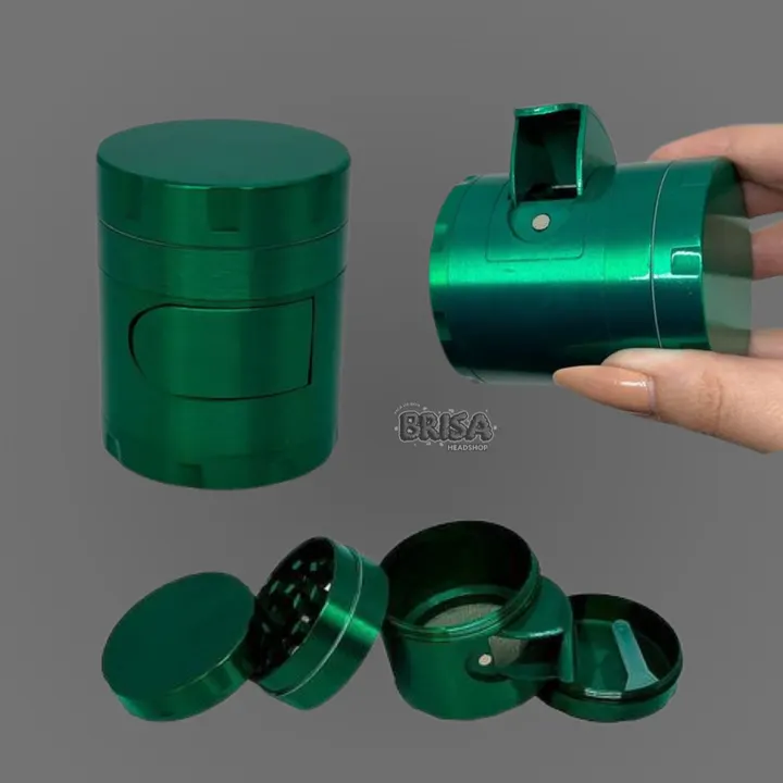 Dichavador de Metal 4 Partes com Dispenser na cor verde