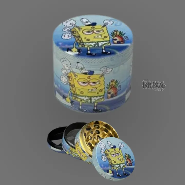 Dichavador de Metal com estampa do Bob Esponja em fundo azul