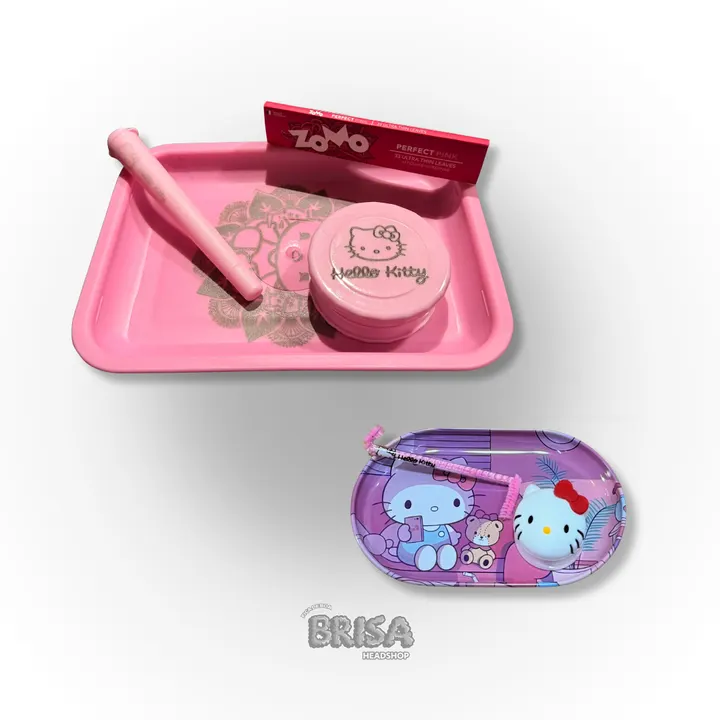Kit Bandeja Hello Kitty completo com mini bandeja de metal, piteira e slick