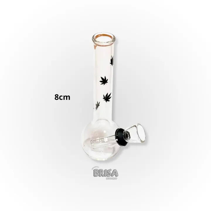 Micro Bong de Vidro com estampa de folhas, 8 cm de altura