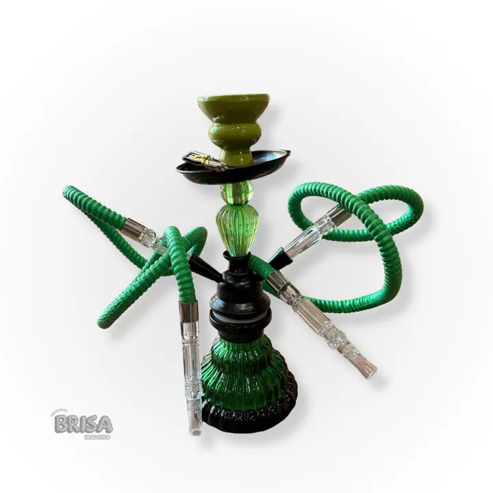 Narguilé Hookah Mixirica Pequeno Verde com base de vidro e 2 mangueiras