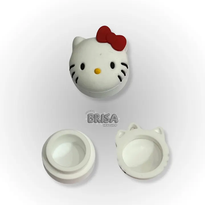 Slick de Silicone Hello Kitty em formato da cabeça da gatinha, aberto mostrando os dois compartimentos