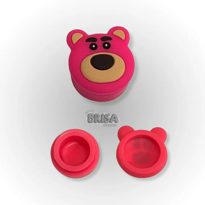Slick de Silicone Lotso em formato do ursinho rosa, aberto mostrando os dois compartimentos