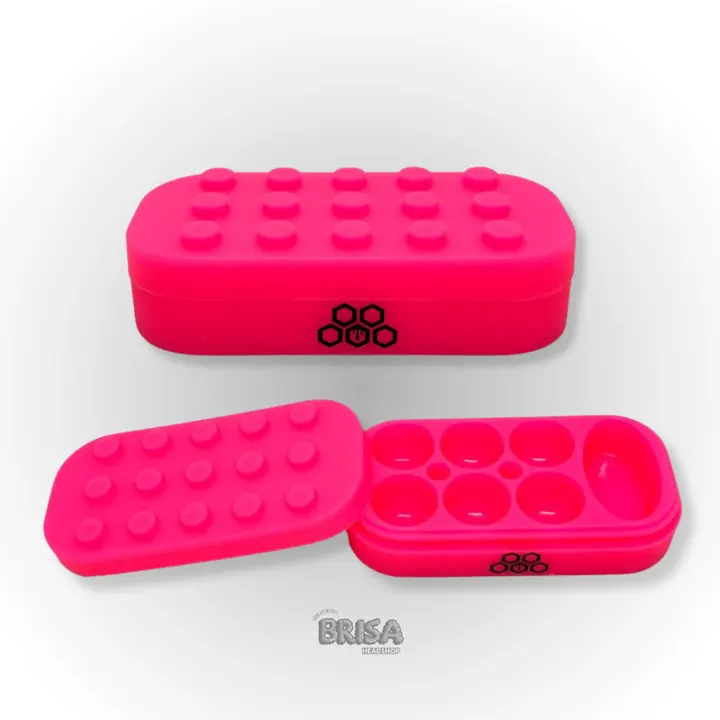 Slick Lego Cultura Dab 34ml Rosa aberto mostrando as 7 divisórias internas