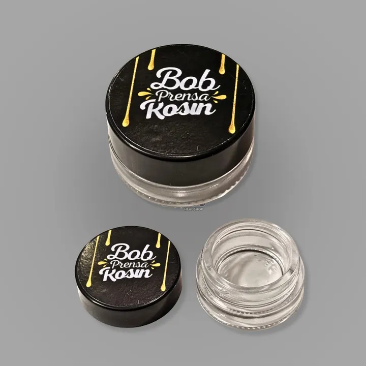 Slick de Vidro Bob Prensa Rosin 9ml, pote de vidro transparente com tampa preta
